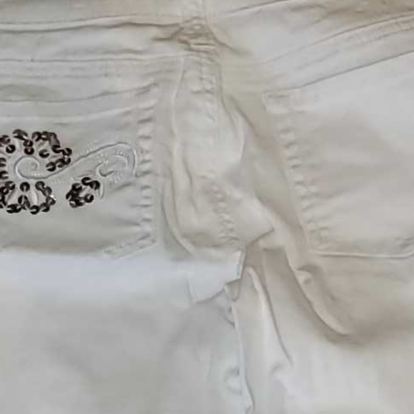 WHITE & SILVER Apollo Jeans Capri Pants Size 5 / 6 Cotton Spandex Blend Bodycon - Picture 7 of 9